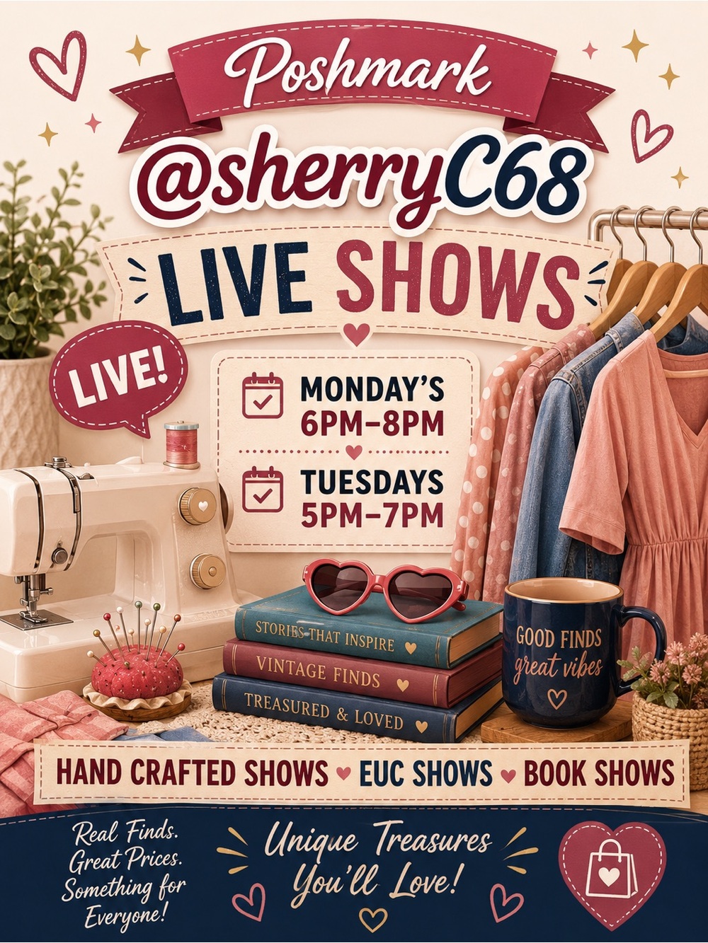 6/13 6pm EST Books Journals Mugs & More Share Show Tray Open ❤️SHERRYC68 IS LIVE